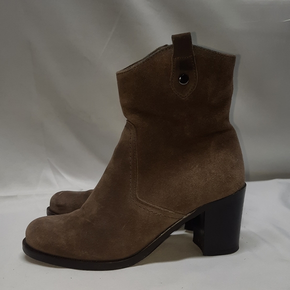 La Canadiene GrayishBrown Suede Block Stacked Heel Waterproof Boots 6.5 M - Picture 2 of 9